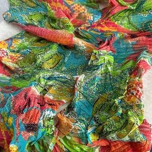 3/$20 💥 Colorful Lightweight Scarf Wrap Shawl Abstract Paisley Micro Pleated
